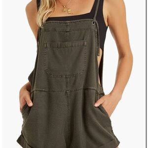 Billabong Dark Green Denim Overalls